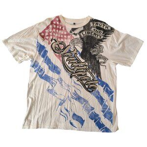 Southpole Mens XXL T-Shirt Truth & Liberty American Flag & Eagle Cotton White